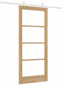 vidaXL Συρόμενη Πόρτα Χειροκίνητος Καφέ 86 x 198.5 cm Ξύλο και μέταλλο