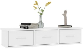vidaXL Ράφι Τοίχου με Συρτάρια Λευκό 88 x 26 x 18,5 εκ. από Επεξ. Ξύλο