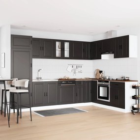 vidaXL Βάση νιπτήρα με αποθήκευση Porto 2 pcs Μαύρο Επεξεργασμένο ξύλο