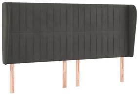 Κεφαλάρι με Πτερύγια Σκούρο Γκρι 163x23x118/128 εκ. Βελούδινο 3118249