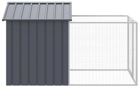 vidaXL Σπιτάκι Σκύλου με Αυλή Ανθρακί 117x201x123 εκ. Γαλβαν. Χάλυβας