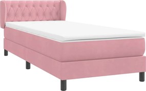 vidaXL Κρεβάτι Boxspring με Στρώμα Ροζ 80x220 εκ. Βελούδινο
