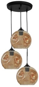 Φωτιστικό Οροφής Pop 02-0394 3/Ε27 Μπάλες Φ20cm Φ36x85cm Black-Honey Heronia Metal, Glass