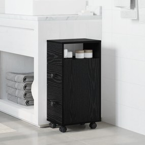 vidaXL Στενός Νιπτήρας με Ρόδες Μαύρο Δρυός Επεξεργασμένου Ξύλου