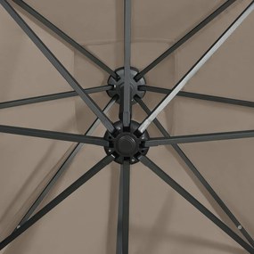 Ομπρέλα Κρεμαστή με Ιστό και LED Taupe 300 εκ. - Μπεζ-Γκρι