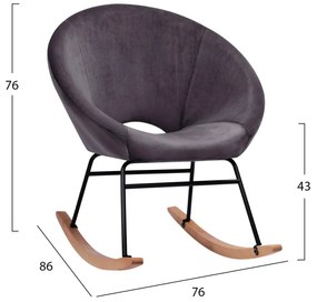 Πολυθρόνα Κουνιστή PAULINA C8399.01 με Γκρί Βελούδο 76X86X76Υ εκ. 76x86x76 εκ.