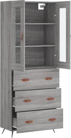vidaXL Ντουλάπι Γκρι Sonoma 69,5 x 34 x 180 εκ. Επεξεργασμένο Ξύλο