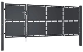 vidaXL Πόρτα Κήπου Ανθρακί 350x125 εκ. από Ατσάλι
