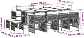 vidaXL Σετ Τραπεζαρίας Κήπου 13τεμ. Μαύρο από Συνθ. Ρατάν με Μαξιλάρια
