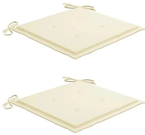 vidaXL Πολυθρόνα Κουνιστή από Μασίφ Ξύλο Teak με Κρεμ Μαξιλάρι