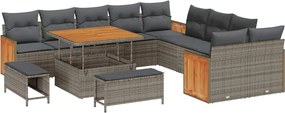 vidaXL Σετ Καναπέ Κήπου με μαξιλάρι 13 pcs Γκρι