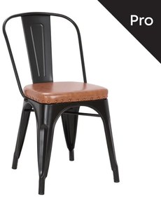 RELIX Καρέκλα-Pro, Μέταλλο Βαφή Μαύρο Matte, Pu Camel  45x51x82cm [-Μαύρο/Καφέ-] [-Μέταλλο/PVC - PU-] Ε5191Ρ,14Μ