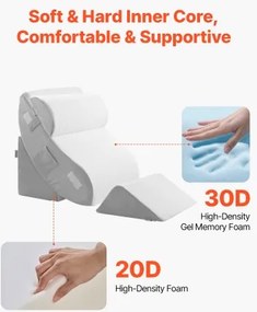 VEVOR Orthopedic Bed Wedge Pillow 4 Pcs Adjustable for Back Leg Neck GERD Sleep