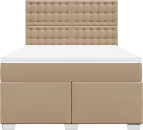 vidaXL Κρεβάτι Boxspring με Στρώμα Καπουτσίνο 160x200εκ.από Συνθ.Δέρμα