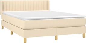 vidaXL Κρεβάτι Boxspring με Στρώμα Κρεμ 140x190 εκ. Υφασμάτινο