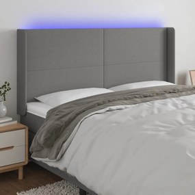 Κεφαλάρι Κρεβατιού LED Σκούρο Γκρι 203x16x118/128εκ. Υφασμάτινο 3123791