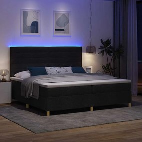 vidaXL LED Κρεβάτι με βάθρο με στρώμα Μαύρο 200 x 200 cm ύφασμα
