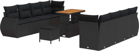 vidaXL Σετ Καναπέ Κήπου με αποθήκευση 11 pcs Μαύρο Πολυ ράταν