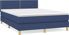 vidaXL Κρεβάτι Boxspring με Στρώμα Μπλε 140x190 εκ. Υφασμάτινο