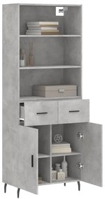 vidaXL Ντουλάπι Γκρι Σκυροδέματος 69,5x34x180 εκ. Επεξεργασμένο Ξύλο