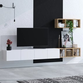 Σύνθεση Τηλεόρασης Λευκό / Δρυς MOCO 215x32x25