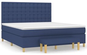 Κρεβάτι Boxspring με Στρώμα Μπλε 180x200 εκ. Υφασμάτινο - Μπλε