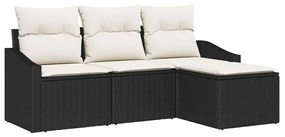 vidaXL Σετ Καναπέ Κήπου 4 pcs Μαύρο Πολυ ράταν