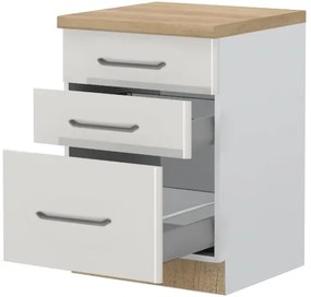 Επιδαπέδιο ντουλάπι Modena R-60-3MBOX-Λευκό - Γκρι ανοιχτό - 60.00Χ60.00Χ88.00cm