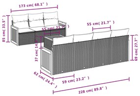 vidaXL Σαλόνι Κήπου 8 Τεμαχίων Μαύρο από Συνθετικό Ρατάν με Μαξιλάρια