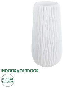 20768 GloboStar® Artificial Garden ORIENTE 20768 Επιδαπέδιο Πολυεστερικό Τσιμεντένιο Κασπώ Γλάστρα - Flower Pot Λευκό Φ35 x Υ65cm