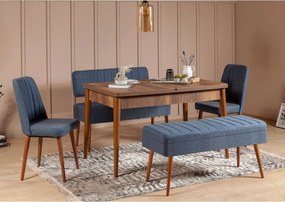 Extendable Dining Table &amp; Chairs Set (5 Pieces) Vina 1048 - 4 - Walnut, Dark Blue Walnut
Dark Blue
