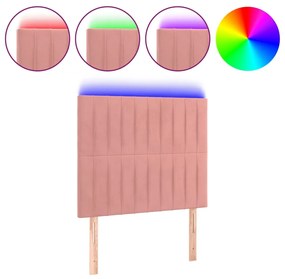 Κεφαλάρι Κρεβατιού LED Ροζ 100x5x118/128 εκ. Βελούδινο 3122709