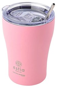 Θερμός Coffee Mug 350ml με Καλαμάκι ESTIA Save the Aegean Blossom Rose