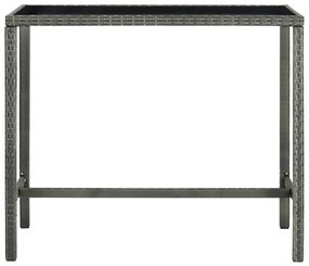 vidaXL Τραπέζι Μπαρ Κήπου Γκρι 130x60x110 εκ. Συνθετικό Ρατάν/Γυαλί