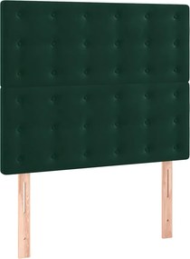 vidaXL Κρεβάτι Boxspring με Στρώμα &amp; LED Σκ. Πράσινο 80x200 εκ Βελούδο