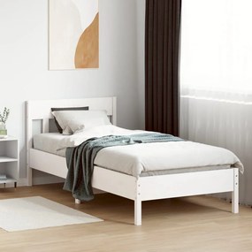 Πλαίσιο Κρεβατιού με Κεφαλάρι Λευκό 90x200 εκ Μασίφ Ξύλο Πεύκου - Λευκό