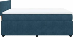 vidaXL Κρεβάτι Boxspring με Στρώμα Μπλε 160x200 εκ. Βελούδινο