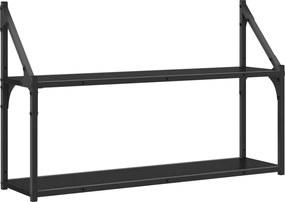 vidaXL Ράφι Τοίχου Επιτοίχιο Μαύρη δρυς 80 x 21 x 51 cm μέταλλο PB