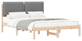 vidaXL Σκελετός Κρεβατιού με Επενδεδυμένο Κεφαλάρι Ανοιχτό γκρι