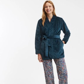 Ζακέτα homewear από βελούδο με καπιτονέ ραφή