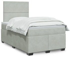 vidaXL Κρεβάτι Boxspring με Στρώμα Ανοιχτό Γκρι 120x200 εκ. Βελούδινο