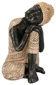 Διακοσμητικό Αντικείμενο Επιτραπέζιο Resting Buddha 1 022294 15x14,5xH23,5cm Natural-Black Polyresin