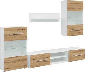 vidaXL Μονάδες τηλεόρασης 5 τεμαχίων με φωτισμό LED Δρυς τεχνίτης