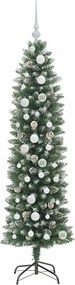 vidaXL Τεχνητό Λεπτό Χριστουγεννιάτικο Δέντρο Πράσινο και Λευκό 150 cm