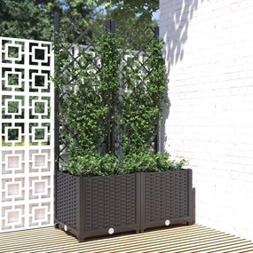 Ζαρντινιέρα Κήπου με Καφασωτό Μαύρο 80 x 40 x 136 εκ. από PP - Μαύρο