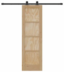 vidaXL Σετ Συρόμενης Πόρτας Φυσικό και μαύρο 61 x 198.5 εκ.