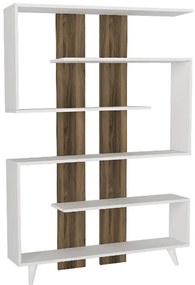 Βιβλιοθήκη Rain Megapap χρώμα λευκό - καρυδί 120x19,5x162εκ.