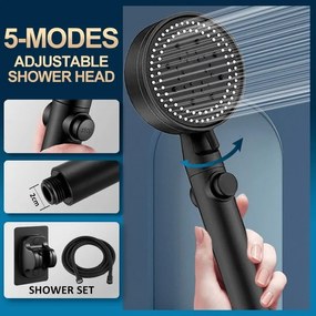 Jieyi Σετ Τηλέφωνο Κεφαλή Ντους Μπάνιου 1.5m - Shower Head