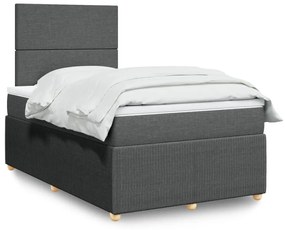 ΚΡΕΒΑΤΙ BOXSPRING ΜΕ ΣΤΡΩΜΑ ΣΚΟΥΡΟ ΓΚΡΙ 120X200 ΕΚ. ΥΦΑΣΜΑΤΙΝΟ 3292017