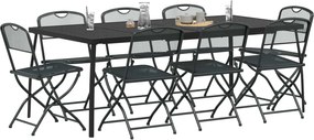 vidaXL Σετ Εξωτερικών Επίπλων 9 pcs Ανθρακί Σίδηρος και Χάλυβας